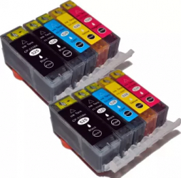 Set 10 cartuse cerneala GraphiteK compatibile Canon PGI-525Bk CLI-526C CLI-526M CLI-526Y 525/526 