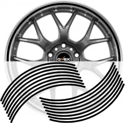 Set 16 inele din autocolant pentru jante culoare Negru Lucios 