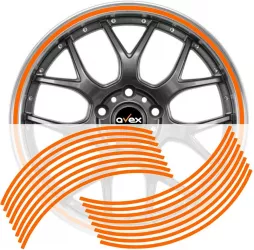 Set 16 inele din autocolant pentru jante culoare Orange Lucios 