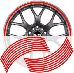Set 16 inele din autocolant pentru jante culoare Rosu Lucios 
