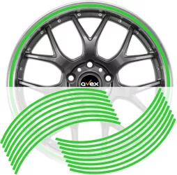 Set 16 inele din autocolant pentru jante culoare Verde Lucios 