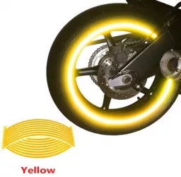 Set 16 ornamente Reflectorizante pentru jante auto moto culoare Galben 