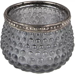 Set 2 suporturi lumanari sticla gri 8x6 cm 