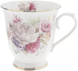 Set 8 cani portelan Flower 12x9x10 cm 350 ml 