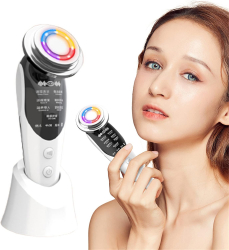 Aparat profesional pentru tratament facial si intinerirea si ridicare a pielii 7 in 1 Alhena® EMS Masaj Fototerapie cu lumina Dispo 