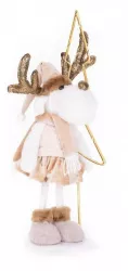 Decoratiune Craciun ren cu bradulet auriu roz 50 cm 