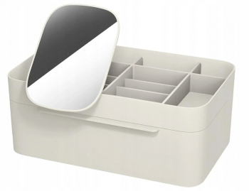Organizator de cosmetice cu oglinda UBX 10 compartimente plastic 30x18.5x12.5 cm alb 