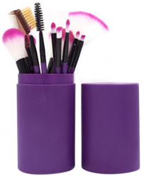 Set 12 pensule pentru machiaj Zola® cutie depozitare mov 