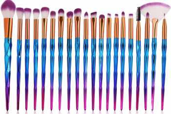 Set 20 de pensule pentru machiaj Zola® diferite forme rainbow dimensiuni 18-20 5 cm 