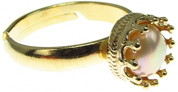 Inel reglabil Princess argint placat cu aur perla oranj 6 MM 