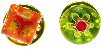 Set 2 martisoare pinuri cu Millefiori verde/portocaliu 