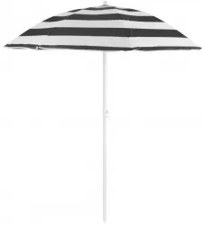 Umbrela plaja Strend Pro cu inclinatie model dungi negru si alb 180 cm 