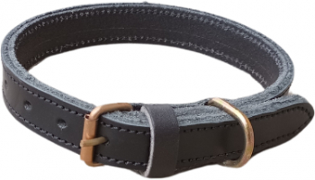 Zgarda neagra pentru caini 55x 2 cm din piele naturala