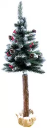 Brad artificial efect zapada trunchi lemn natural cu suport decoratiuni 150 cm Jumi 