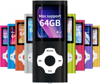 MP3 si MP4 Player 64GB portabil cu ecran LCD de 1 8 inch si suport maxim card de memorie de 128GB