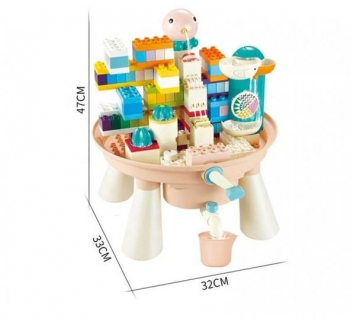 Masuta de joaca pentru copii cu apa si cuburi de construit Bricks-123 pcs 