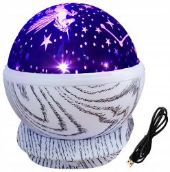 Proiector cu lampa de veghe pentru copii Zola® rotire 360 grade efect de univers 13x14 cm lungime cablu 80 cm 