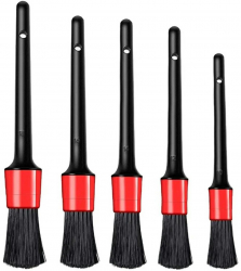 Set 5 pensule detailing auto Zola® din plastic si nailon lungimea perilor 5 cm dimensiune toatala diferita negru/rosu 