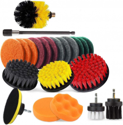 Set bureti si perii adaptor de bormasina Zola® 22 bucati bureti cu diferite clase de abraziune 