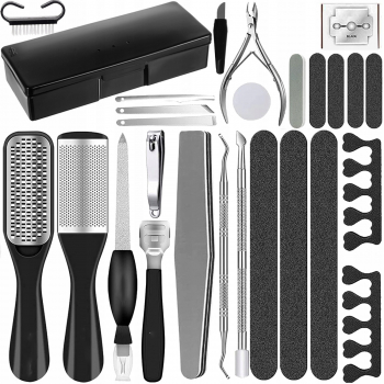 Set pedichiura Zola® 26 piese pila de unghii pila de calcaie unghiera si alte accesorii negru 