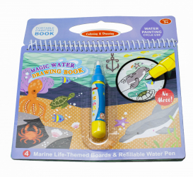 Carte de colorat interactiva Zola stilou cu apa 4 planse diferite animale marine 19x15 cm 