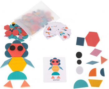 Cuburi de construit plate din lemn Zola® puzzle 180 piese multicolore 