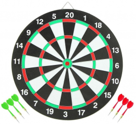 Joc Darts Zola® cu doua fete 6 sageti incluse 36 cm alb negru 