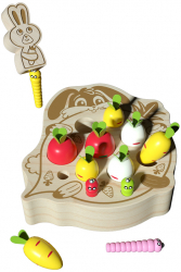 Joc de pescuit cu magnet Zola® din lemn Montessori 1 iepure cu magnet si 12 accesorii 