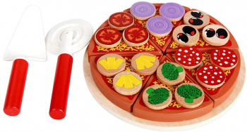 Joc din lemn pentru copii Zola® model pizza usor de feliat 27 piese 