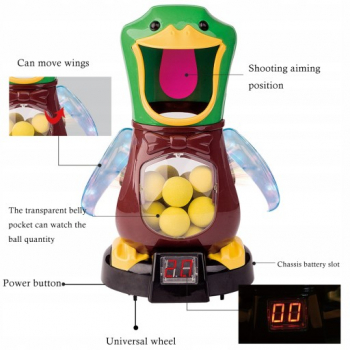 Joc interactiv de tras la tinta Zola® Ratoiul Ducky XXL 1 pusca 10 bile din spuma ecran Led pentru scor si sunete dimensiune rata 
