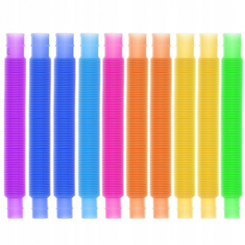 Jucarie senzoriala antistres Zola® Pop Tube Fidget 10 bucati multicolor 16.5-51.5 x 2 cm 