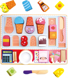 Mini magazinul de inghetata Zola model puzzle montessori 27 elemente 30 x 22.5 x 6 cm 