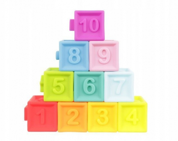 Set 10 cuburi din silicon pentru bebelusi Zola® multifunctionale colorate