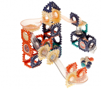 Set de constructie pentru copii Zola® 110 piese pista cu bilute 20 de autocolante din plastic multicolore varsta +3 ani 