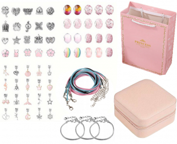 Set de creatie bijuterii Zola 3 bratari si 3 lantisoare61 charmuri cutie de depozitare si punga de cadou 