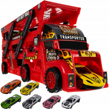 Set de joaca Zola® mega transportator de 6 masini echipament cu 3 platforme 30x11.5x7 cm 