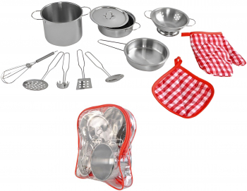 Set de vase si ustensile de bucatarie Zola® metalice 12 elemente metalice rucsac pentru depozitat 