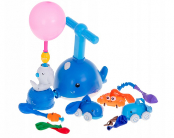 Set jucarie pentru copii Zola® balena zburatoare 2 in 1 pestisori lansator baloane balena iubitoare 