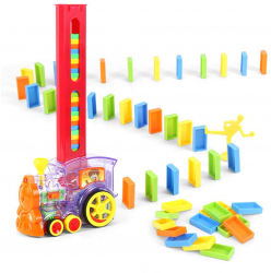 Tren interactiv cu piese domino Zola® Electric 60 piese cu lumini si sunete 34.5x15.5x7.5 cm 