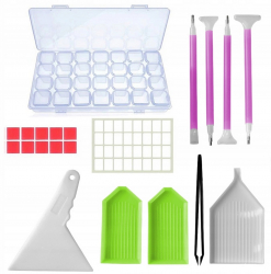 Trusa pentru mozaic cu diamante Zola® 49 de elemente organizatoare si accesorii 