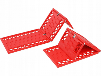 Set placi antiderapare roti pentru zapada/noroi Zola® 2 bucati rosii pliabile greutate suportata pana la 3.5 tone 59x1.3x1.4 cm 