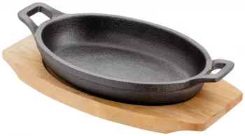Set servire tapas Judge Sizzle&Serve fonta/lemn 16x11 cm negru/maro 