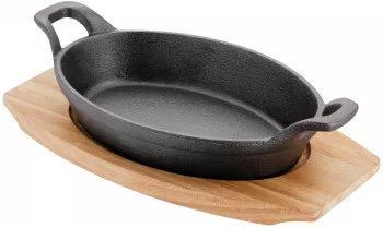 Set servire tapas Judge Sizzle&Serve fonta/lemn 20x14 cm negru/maro