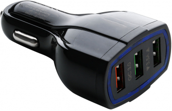 Incarcator auto Zola® 3 porturi USB tip A plastic 78x29x44 mm negru