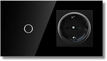 Intrerupator touch si Priza Rama sticla securizata iUni 1Y LED Black 