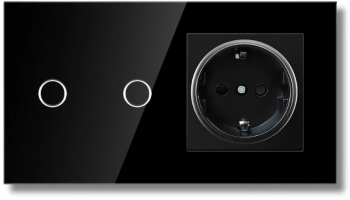 Intrerupator touch si Priza Rama sticla securizata iUni 2Y LED Black 