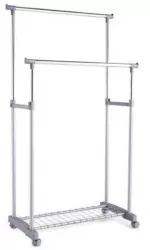 Suport dublu mobil umerase Zeller otel cromat/plastic 84x43x170 cm argintiu/gri 