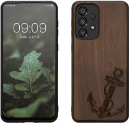 Husa kwmobile pentru Samsung Galaxy A33 5G Lemn Maro/Negru 58316.05 