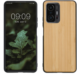 Husa Kwmobile pentru Xiaomi 11T/11T Pro Maro/Negru Lemn/Silicon 56465.24 