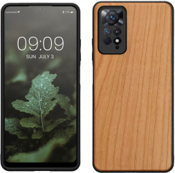 Husa Kwmobile pentru Xiaomi Redmi Note 11 Pro 5G/Redmi Note 12 Pro Maro/Negru Lemn/Silicon 57377.05 